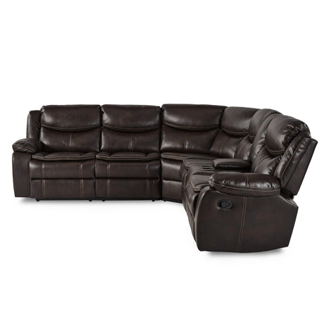 Bastrop Dark Brown 3-Piece Reclining Sectional by Homelegance at Eve Furniture