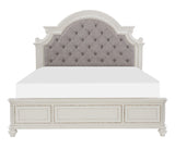 Baylesford Antique White King Upholstered Panel Bed by Homelegance at Eve Furniture