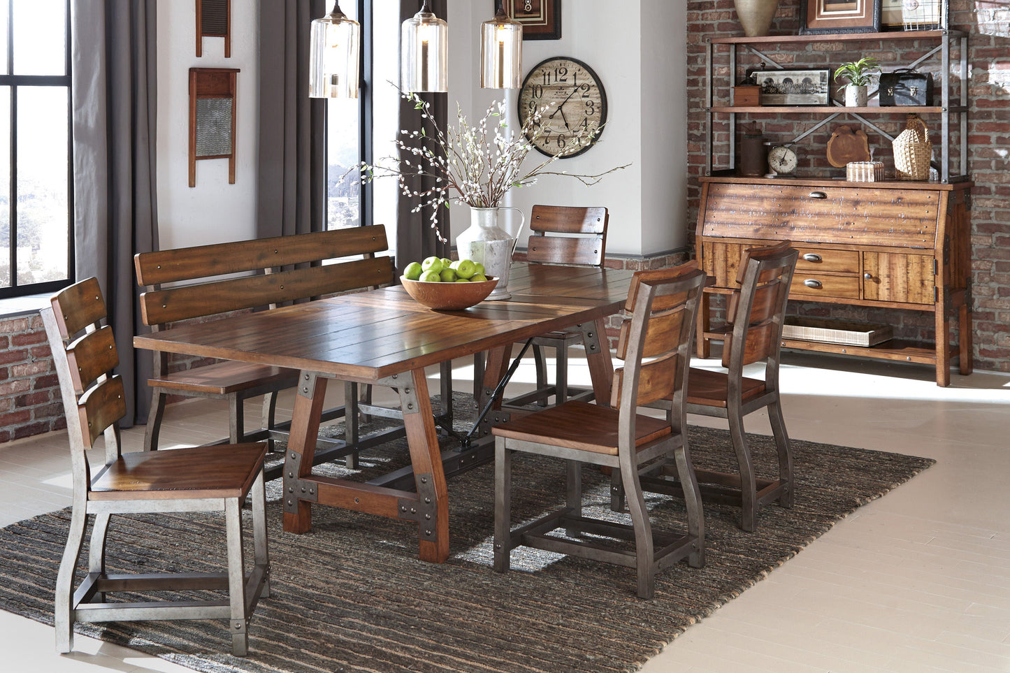 Holverson Rustic Brown Extendable Dining Set