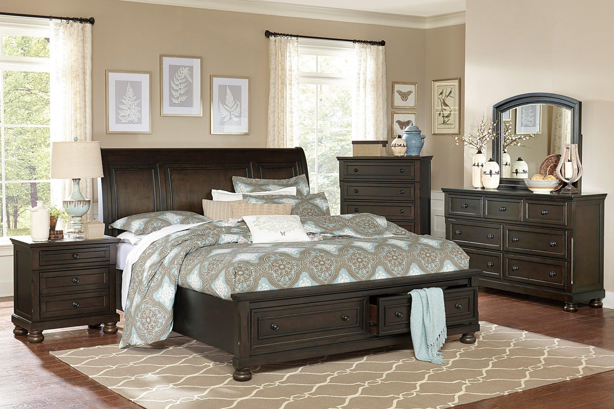 Begonia Grayish Brown Queen Sleigh Storage Platform Bed by Homelegance at Eve Furniture