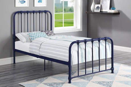 Bethany Blue Twin Metal Platform Bed by Homelegance at Eve Furniture