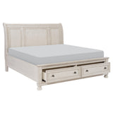Bethel Wire Brushed White Queen Sleigh Storage Platform Bed by Homelegance at Eve Furniture