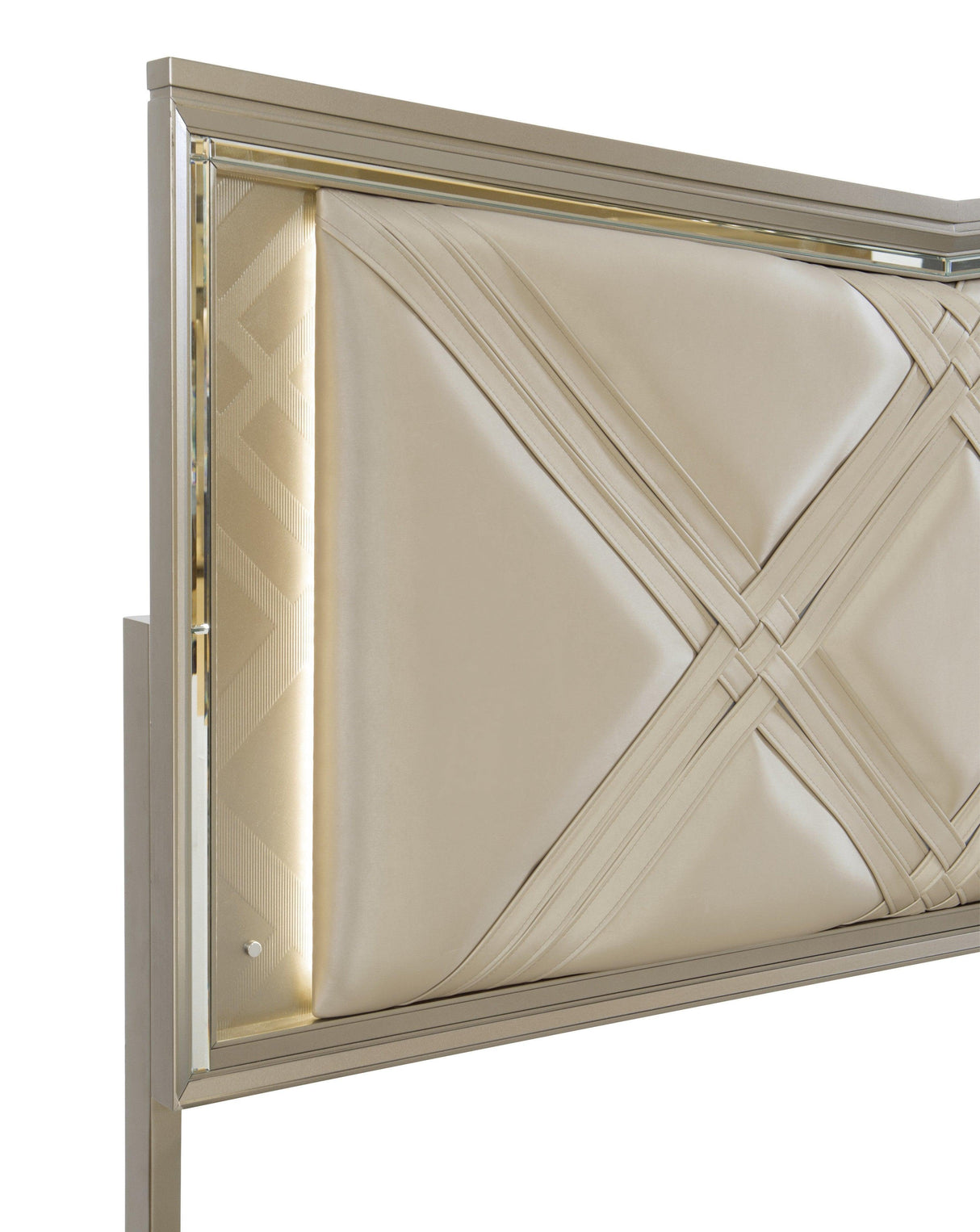 Bijou Champagne King LED Upholstered Storage Platform Bed by Homelegance at Eve Furniture