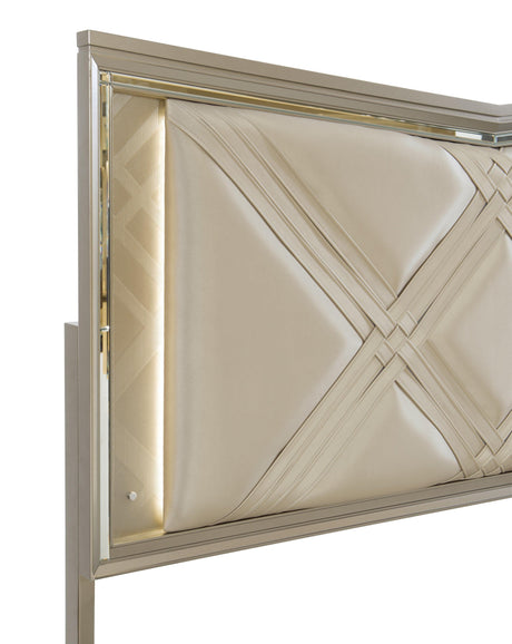 Bijou Champagne King LED Upholstered Storage Platform Bed by Homelegance at Eve Furniture