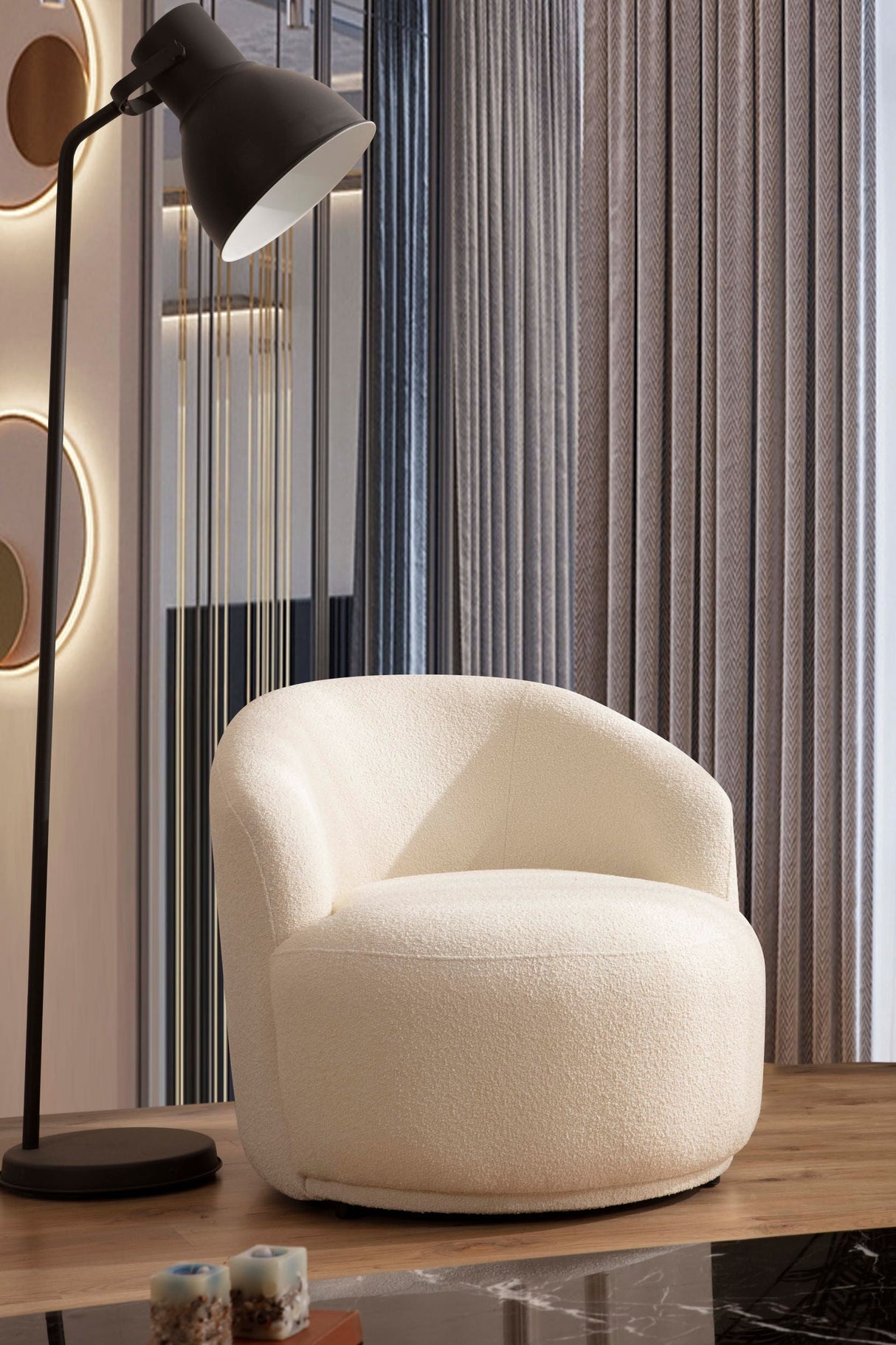 Bonita Ivory Boucle Accent Chair - BONITAIVORY-C - Eve Furniture