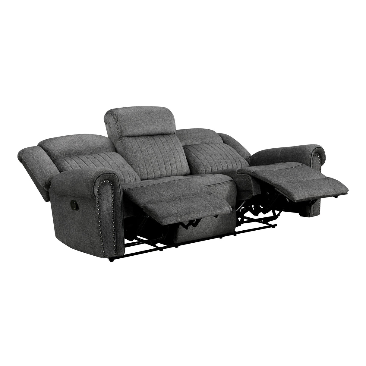 Brennen Charcoal Double Reclining Sofa by Homelegance at Eve Furniture