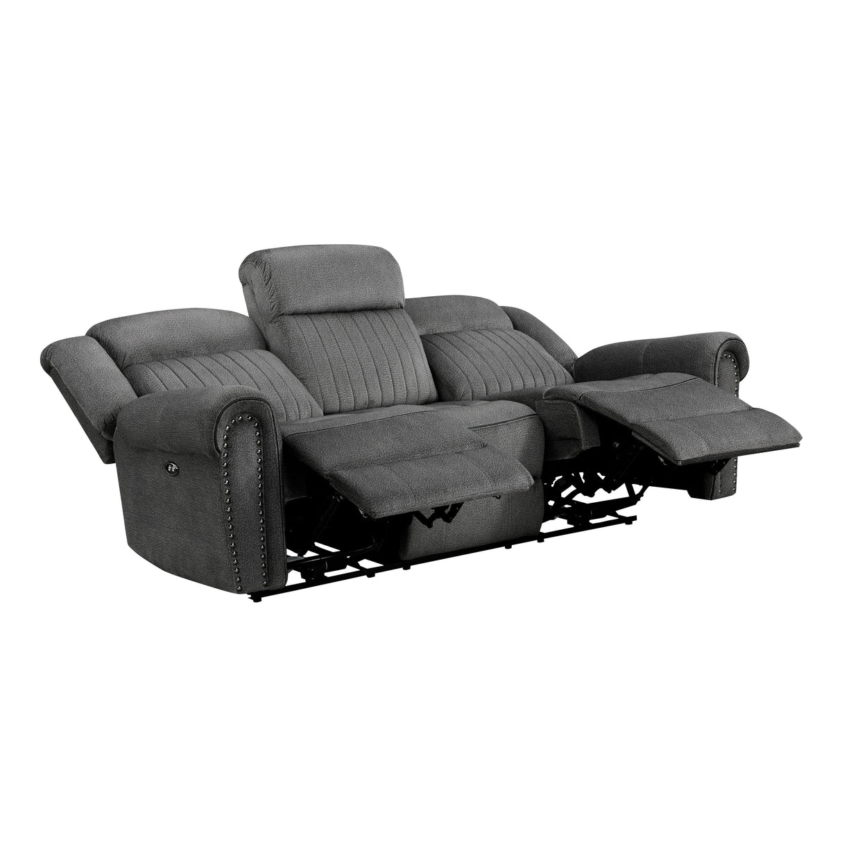 Brennen Charcoal Power Double Reclining Sofa by Homelegance at Eve Furniture