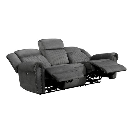 Brennen Charcoal Power Double Reclining Sofa by Homelegance at Eve Furniture