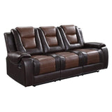 Briscoe Brown Double Reclining Sofa with Drop-Down Cup Holders by Homelegance at Eve Furniture