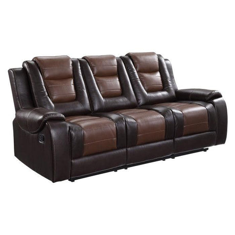 Briscoe Brown Double Reclining Sofa with Drop-Down Cup Holders by Homelegance at Eve Furniture