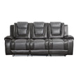 Briscoe Gray Reclining Sofa With Drop Down Table by Homelegance at Eve Furniture