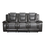 Briscoe Gray Reclining Sofa With Drop Down Table by Homelegance at Eve Furniture