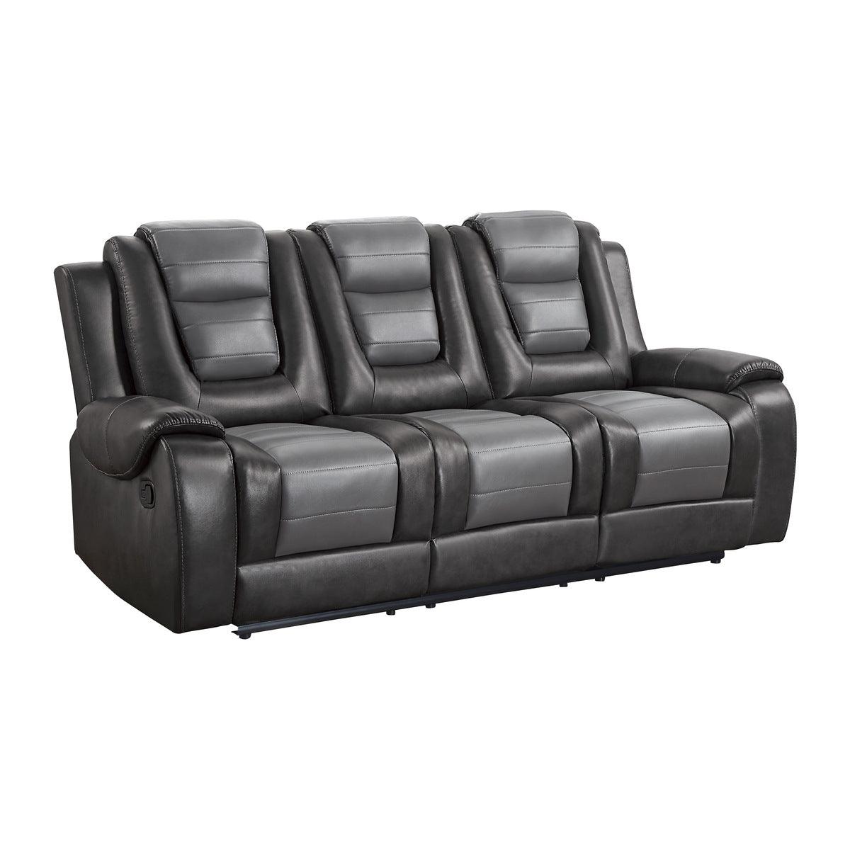 Briscoe Gray Reclining Sofa With Drop Down Table by Homelegance at Eve Furniture