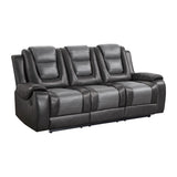Briscoe Gray Reclining Sofa With Drop Down Table by Homelegance at Eve Furniture