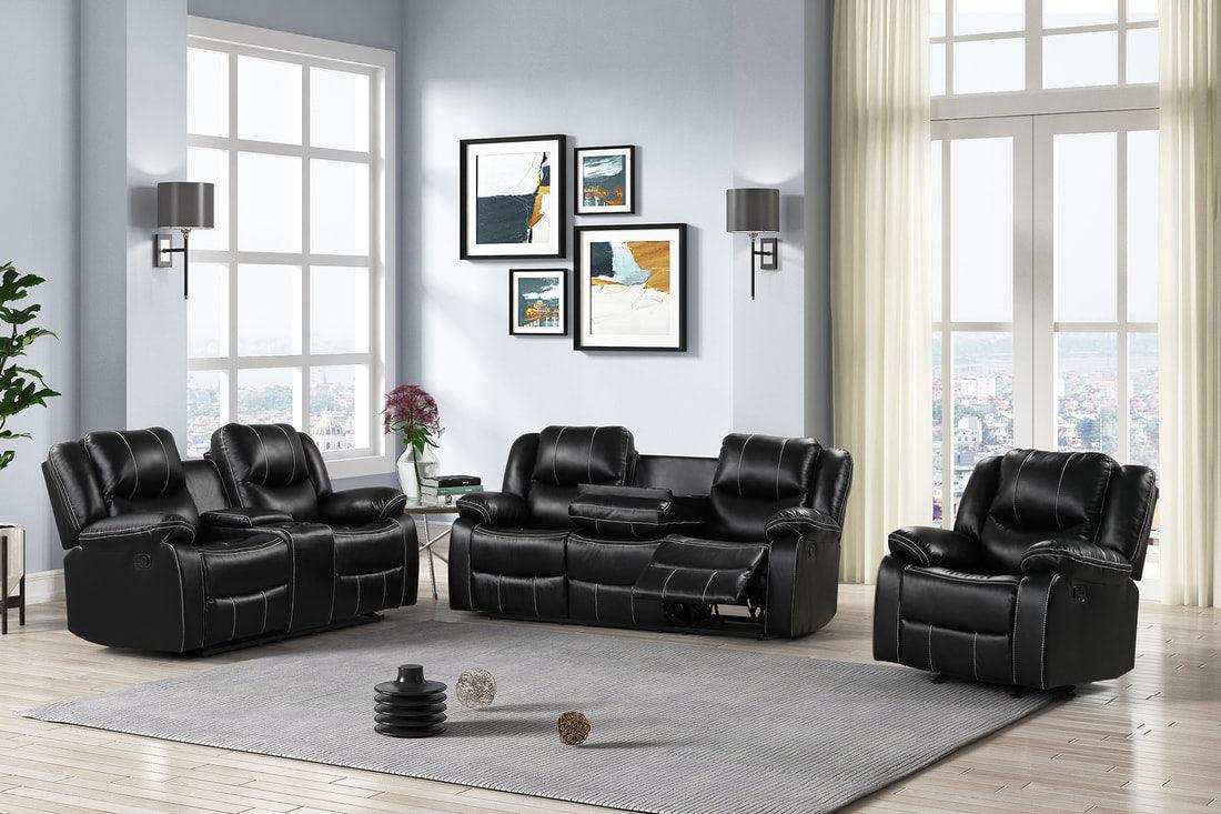 Carter 3-Piece Black Reclining Living Room Set by Happy Homes at Eve Furniture