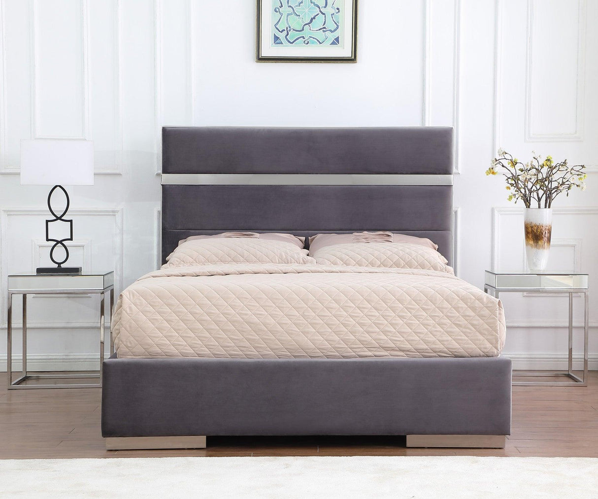 Cartier Gray/Gold King Platform Bed by New Era Innovations at Eve Furniture