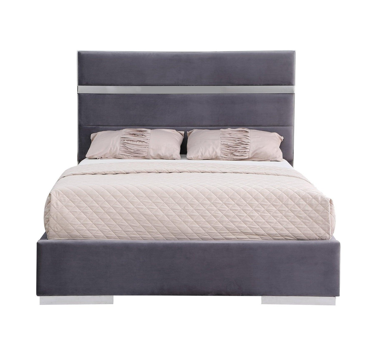 Cartier Gray/Gold King Platform Bed by New Era Innovations at Eve Furniture