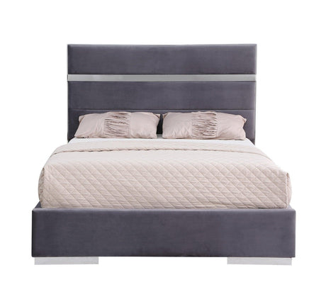 Cartier Gray/Gold King Platform Bed by New Era Innovations at Eve Furniture