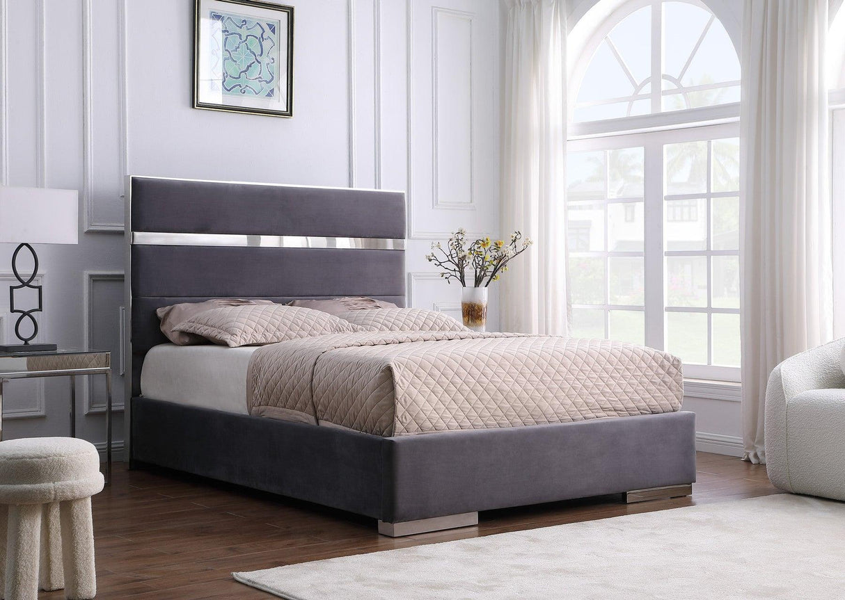 Cartier Gray/Gold King Platform Bed by New Era Innovations at Eve Furniture