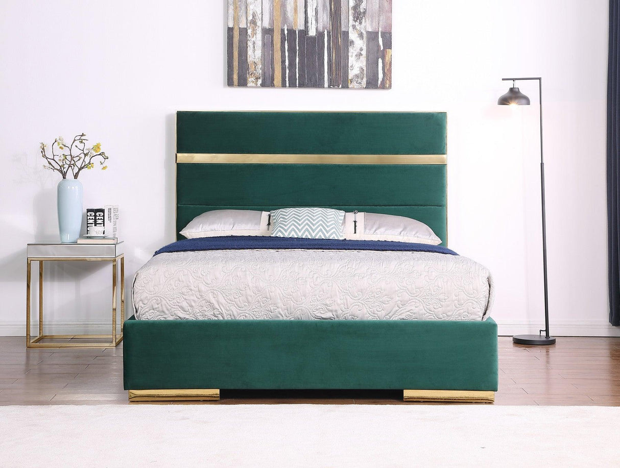 Cartier Green/Gold King Platform Bed by New Era Innovations at Eve Furniture