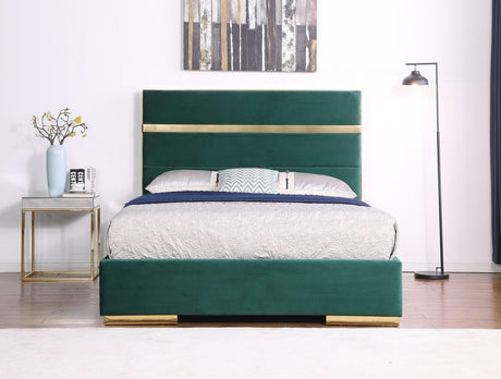 Cartier Green/Gold King Platform Bed by New Era Innovations at Eve Furniture