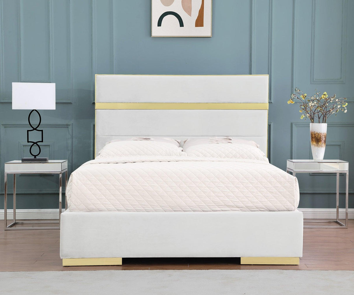 Cartier Ivory/Gold King Platform Bed by New Era Innovations at Eve Furniture