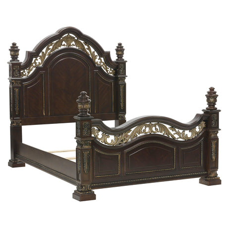 Catalonia Cherry King Poster Bed by Homelegance at Eve Furniture