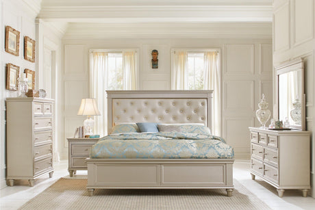 Celandine Silver Queen Upholstered Panel Bed by Homelegance at Eve Furniture