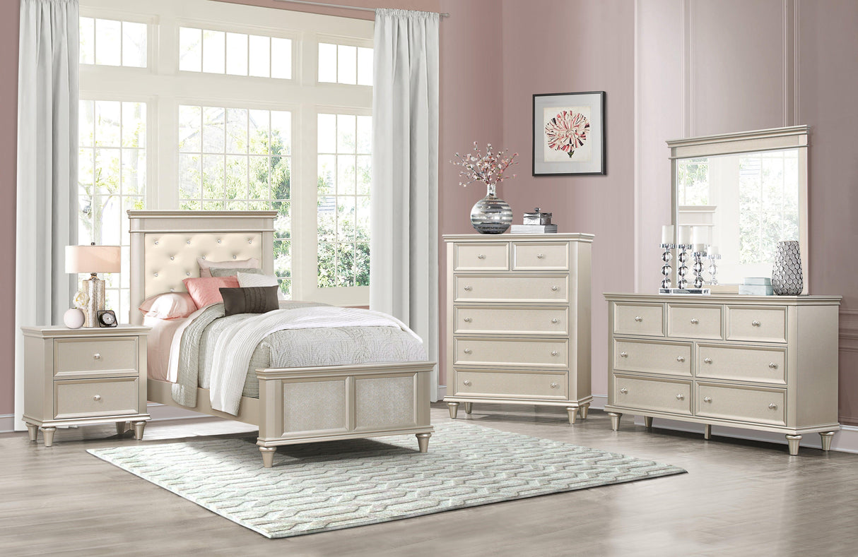 Celandine Silver Upholstered Panel Youth Bedroom Set by Homelegance at Eve Furniture