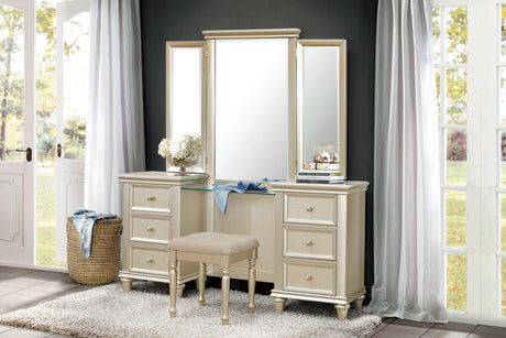 Celandine Silver Vanity Stool by Homelegance at Eve Furniture