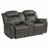 Centeroak Brownish Gray Double Reclining Loveseat with Center Console by Homelegance at Eve Furniture