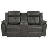 Centeroak Brownish Gray Double Reclining Loveseat with Center Console by Homelegance at Eve Furniture