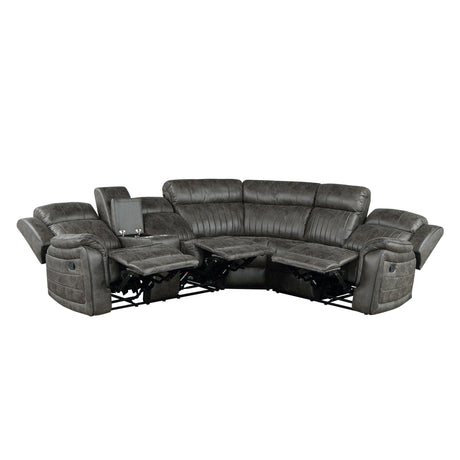 Centeroak Brownish Gray Reclining Sectional by Homelegance at Eve Furniture