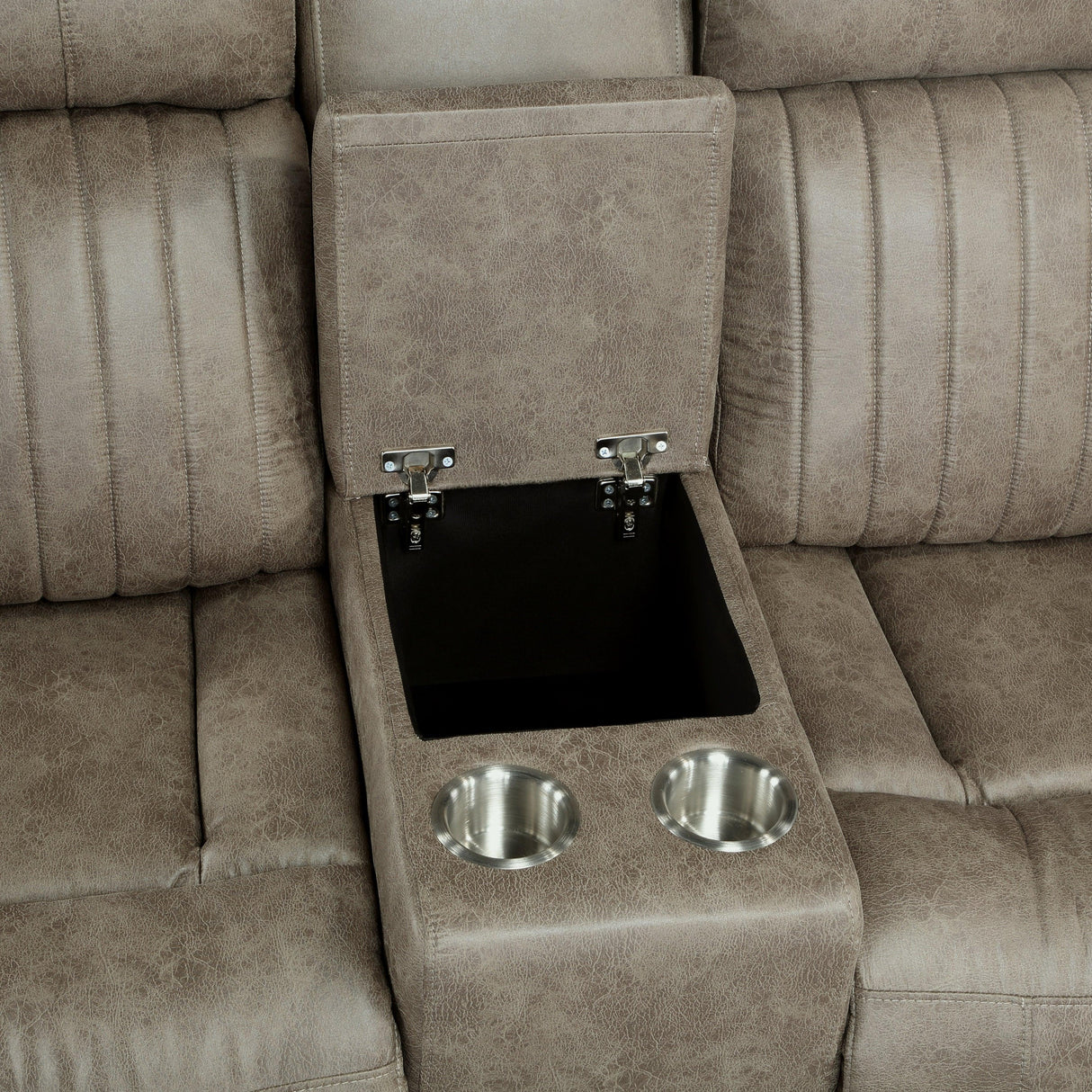 Centeroak Sandy Brown Double Reclining Loveseat with Center Console by Homelegance at Eve Furniture