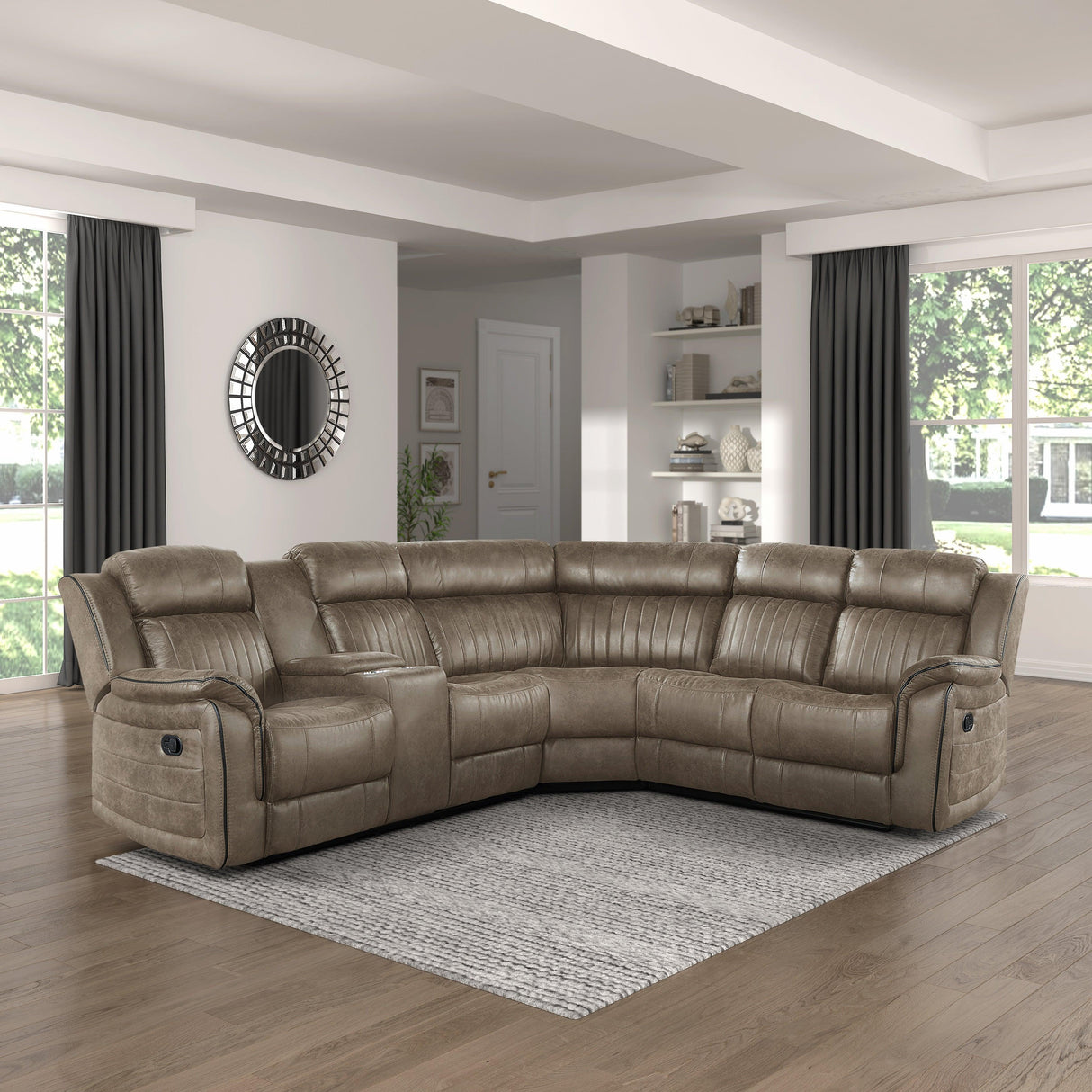 Centeroak Sandy Brown Reclining Sectional by Homelegance at Eve Furniture