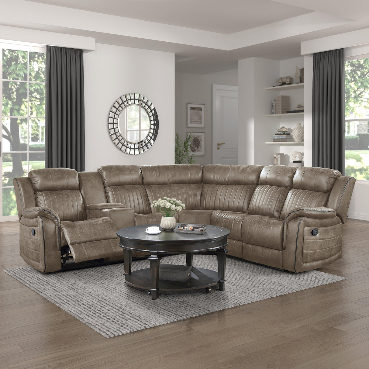 Centeroak Sandy Brown Reclining Sectional by Homelegance at Eve Furniture