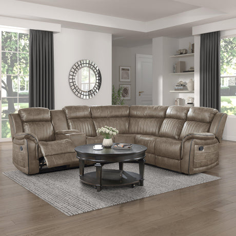 Centeroak Sandy Brown Reclining Sectional by Homelegance at Eve Furniture