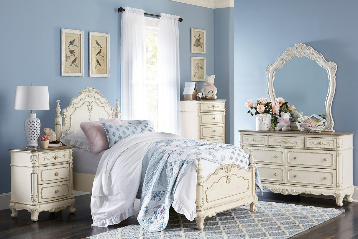 Cinderella Antique White Poster Youth Bedroom Set by Homelegance at Eve Furniture
