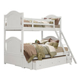 Clementine White Twin/Full Bunk Bed with Twin Trundle by Homelegance at Eve Furniture