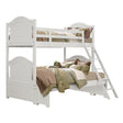 Clementine White Twin/Full Bunk Bed with Twin Trundle by Homelegance at Eve Furniture