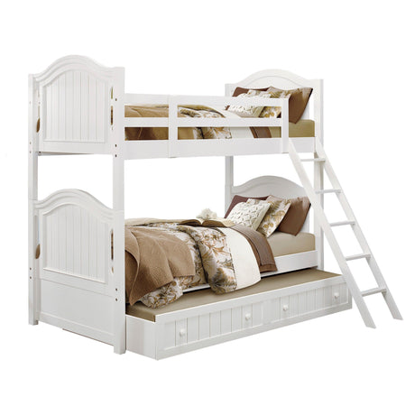 Clementine White Twin/Twin Bunk Bed with Twin Trundle by Homelegance at Eve Furniture