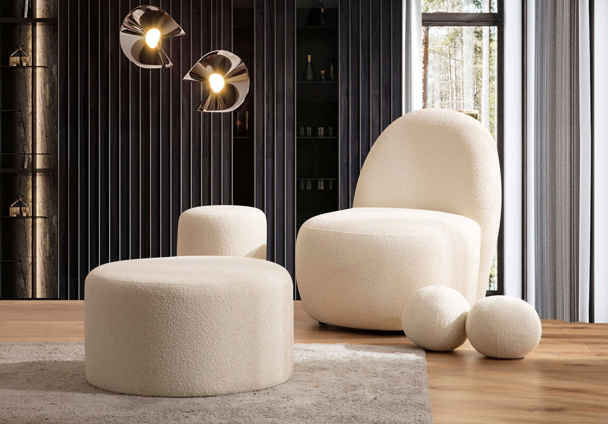 Cloe Ivory Boucle Stool