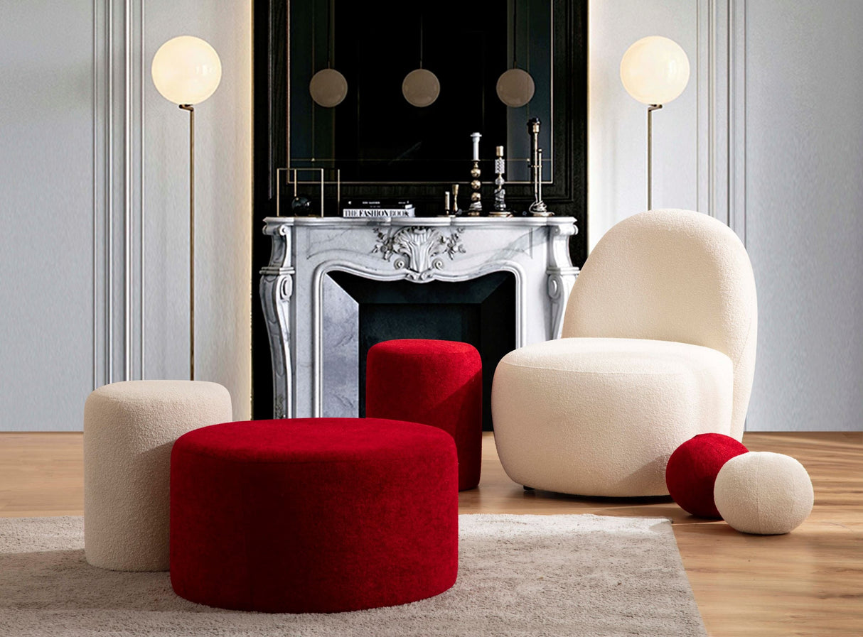 Cloe Red Boucle Stool