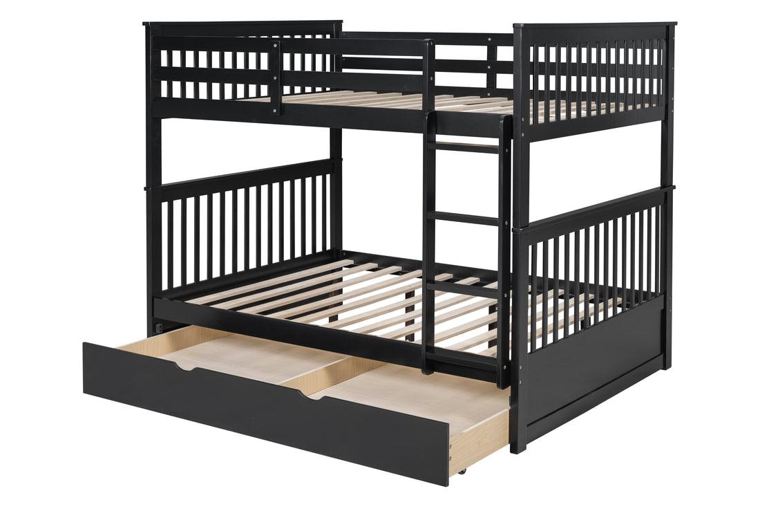 Coze Black Full/Full Bunk Bed w/Twin Trundle by Happy Homes at Eve Furniture