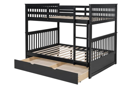Coze Black Full/Full Bunk Bed w/Twin Trundle by Happy Homes at Eve Furniture