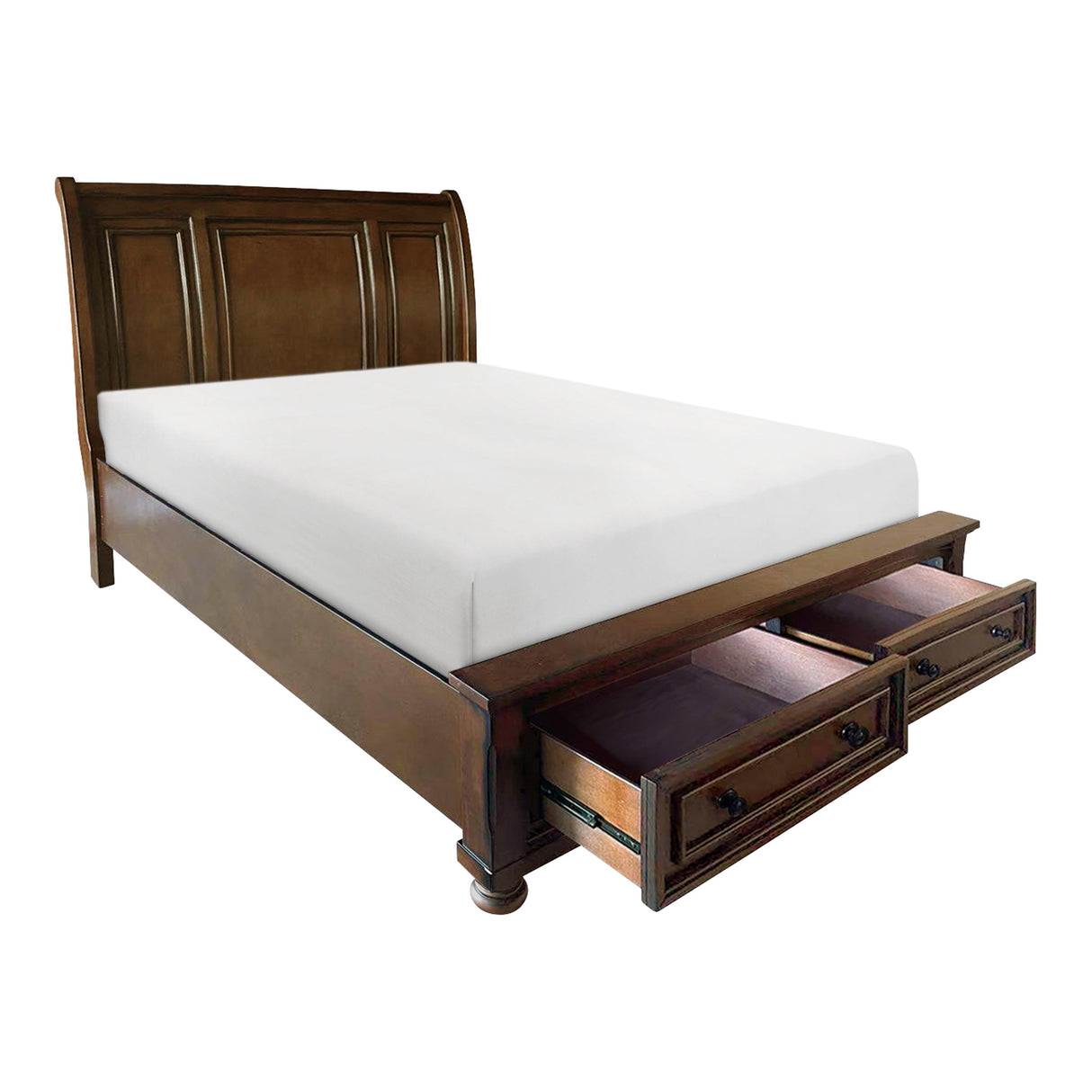 Cumberland Brown Cherry King Sleigh Storage Platform Bed by Homelegance at Eve Furniture