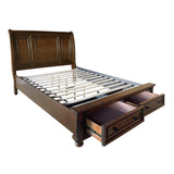 Cumberland Brown Cherry Queen Sleigh Storage Platform Bed by Homelegance at Eve Furniture