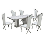 Royal Elegance Silver/White 7-Piece Dining Room Set