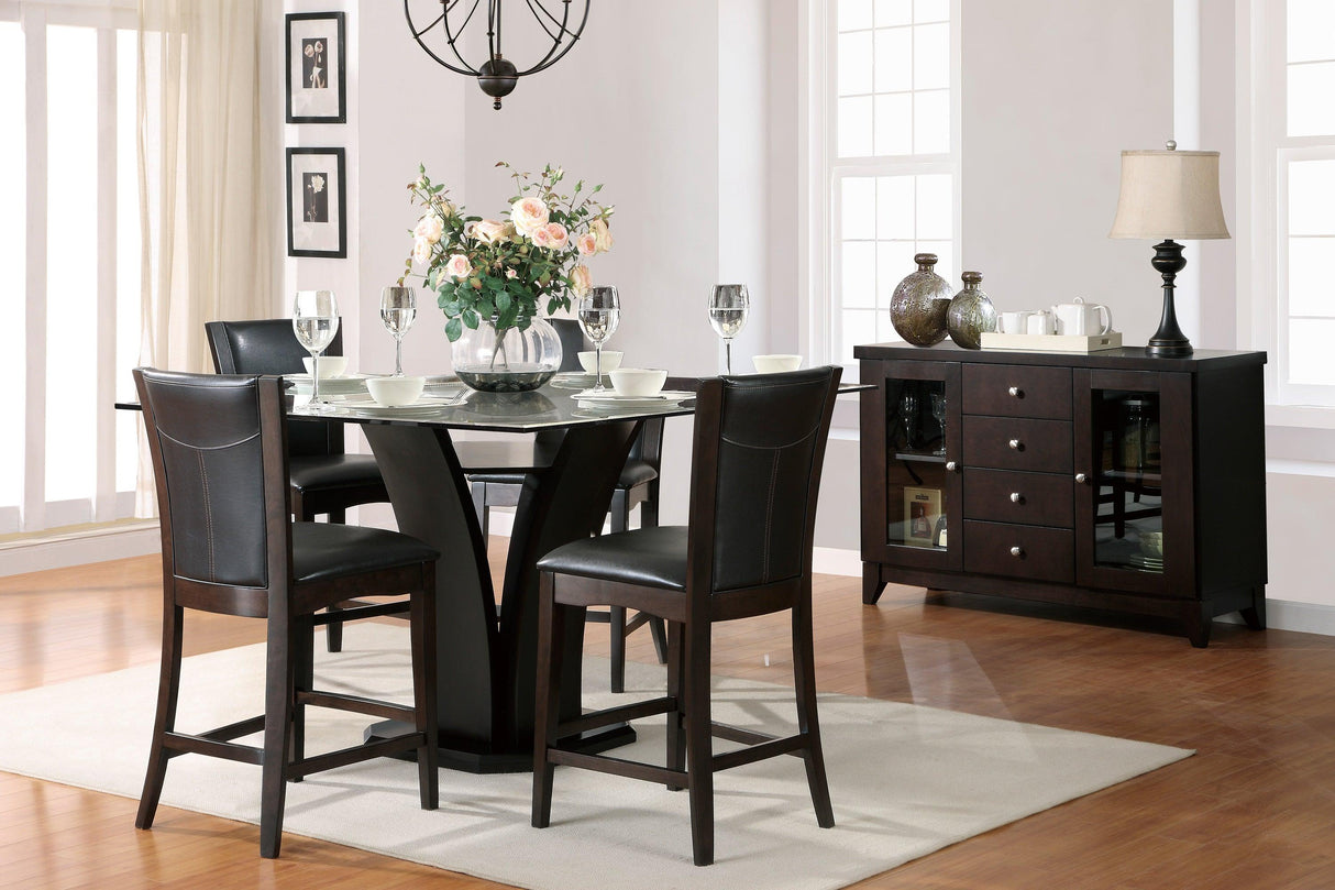 Daisy Dark Brown Glass-Top Square Counter Height Table by Homelegance at Eve Furniture