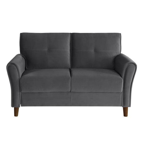 Dunleith Charcoal Gray Velvet Loveseat by Homelegance at Eve Furniture